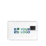 Tessera USB su misura trasparente personalizzabile su 2 lati color marrone aranciato vista area di stampa