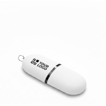 Memoria USB su misura in plastica a forma di capsula color bianco vista area di stampa