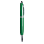 Elegante penna USB su misura con gommino touch e inchiostro nero color verde