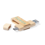 Pendrive rotante in legno su misura con USB tipo C color legno chiaro