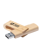 Pendrive rotante in legno su misura con USB tipo C vista area di stampa