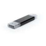 Memoria USB su misura in alluminio con Micro-USB e tipo C color nero