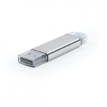 Memoria USB su misura in alluminio con Micro-USB e tipo C color argento