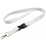 Lanyard a colori personalizzato con fibbia, realizzato in Europa color bianco