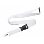 Lanyard con fibbia e chiusura di sicurezza custom made, realizzato in Europa color bianco