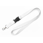Lanyard in RPET a colori, custom made, con fibbia, realizzato in Europa color bianco