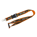 Lanyard a doppio strato su misura con chiusura di sicurezza prodotto nell’UE color arancione