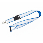 Lanyard a doppio strato su misura con chiusura di sicurezza prodotto nell’UE color azzurro ciano