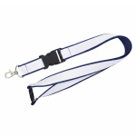 Lanyard a doppio strato su misura con chiusura di sicurezza prodotto nell’UE color blu petrolio