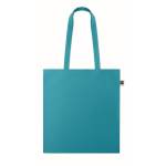 Shopper con manici lunghi in cotone colorato 180 g/m² Fairtrade color turchese