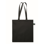 Borsa della spesa in cotone Fairtrade con soffietto 180 g/m² color nero