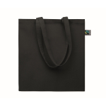 Borsa della spesa in cotone Fairtrade con soffietto 180 g/m² color nero seconda vista