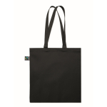 Borsa della spesa in cotone Fairtrade con soffietto 180 g/m² color nero sesta vista