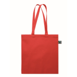 Borsa della spesa in cotone Fairtrade con soffietto 180 g/m² color rosso