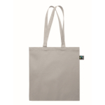 Borsa della spesa in cotone Fairtrade con soffietto 180 g/m² color grigio