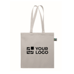 Borsa della spesa in cotone Fairtrade con soffietto 180 g/m² color grigio vista area di stampa