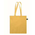 Borsa della spesa in cotone Fairtrade con soffietto 180 g/m² color giallo