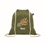 Sacca con cordoncini in cotone con chiusura a coulisse 180 g/m² color verde scuro vista principale