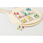 Racchette da spiaggia in legno con giochi e borsa a rete RPET color legno vista fotografia