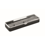 Set di posate in acciaio inox con custodia in plastica color nero