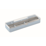 Set di posate in acciaio inox con custodia in plastica color azzurro