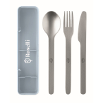 Set di posate in acciaio inox con custodia in plastica color azzurro quarta vista principale