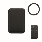 Portacarte magnetico in similpelle con spazio per 3 carte color nero