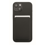 Portacarte magnetico in similpelle con spazio per 3 carte color nero terza vista