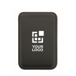 Portacarte magnetico in similpelle con spazio per 3 carte color nero vista area di stampa