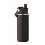 Borraccia in acciaio inox a doppia parete con cannuccia 500 ml color nero