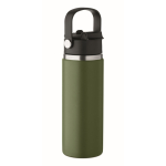 Borraccia in acciaio inox a doppia parete con cannuccia 500 ml color verde scuro quarta vista