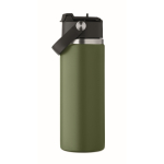 Borraccia in acciaio inox a doppia parete con cannuccia 500 ml color verde scuro decima vista