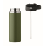 Borraccia in acciaio inox a doppia parete con cannuccia 500 ml color verde scuro