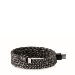 Cavo magnetico intrecciato in RPET Type-C da 60 W, 1 m color bianco/nero vista area di stampa