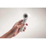 Ventilatore portatile a mano in plastica con 5 velocità color bianco quarta vista fotografica