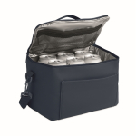 Borsa frigo in PU con poliestere riciclato con tasca e tracolla 5,5 L color blu seconda vista