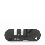 Affilatore tascabile per coltelli in astuccio di plastica color nero vista area di stampa