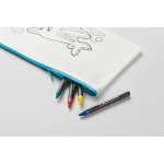 Astuccio per bambini in non woven da colorare con 4 matite color azzurro quarta vista fotografica