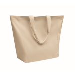 Borsa tote bag in cotone con soffietto e manici 220 g/m² color beige