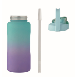 Borraccia in RPET antigoccia con cannuccia e tappo a ribalta 2L color turchese nona vista