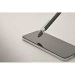 Penna in alluminio riciclato con finitura gommata inchiostro blu color nero quinta vista fotografica