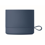 Altoparlante wireless metallico compatto con finitura gommata 3W color blu quarta vista