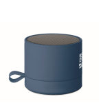 Altoparlante wireless metallico compatto con finitura gommata 3W color blu vista area di stampa