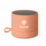 Altoparlante wireless metallico compatto con finitura gommata 3W color arancione vista principale