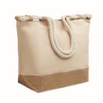 Borsa da spiaggia in cotone con juta e cerniera 280 g/m² color beige
