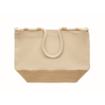 Borsa da spiaggia in cotone con juta e cerniera 280 g/m² color beige