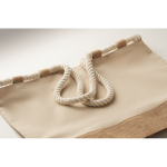 Borsa da spiaggia in cotone con juta e cerniera 280 g/m² color beige quarta vista fotografica