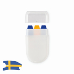 Stick di pittura per il corpo di diverse bandiere in custodia color blu seconda vista