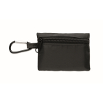 Kit di pronto soccorso compatto in borsa RPET con moschettone in alluminio color nero terza vista