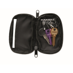 Astuccio portachiavi in RPET con zip e 5 anelli color nero quarta vista